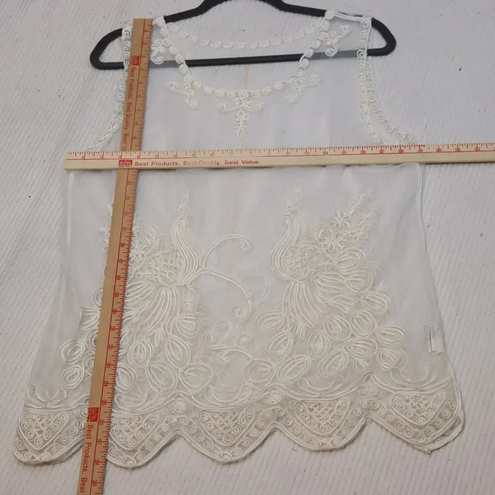 Peacock Lace Sheer Long Tank Top – Size L‎